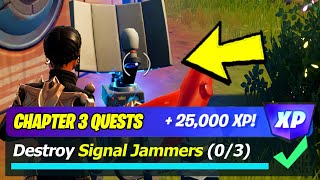 Receive your next objective at The Launchpad amp Destroy Signal Jammers Fortnite Chapter 3 Quest [upl. by Amersham]