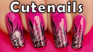 Quick amp easy nail art Gradient floral French manicure tutorial by cute nails [upl. by Ahsieka]