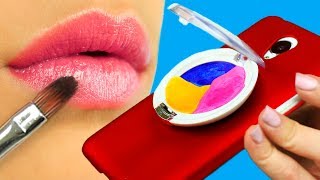 DIY COMO HACER FUNDAS CASERAS PARA CELULARES  7 IDEAS DE MAQUILLAJE [upl. by Jari281]