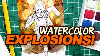 Painting 🎆 EXPLOSIONS 🎆 in Watercolor  September SCRAWLRBOX [upl. by Onitnevuj]