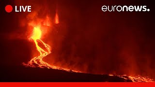 Watch live La Palma volcano continues to erupt after lava reaches sea [upl. by Helbona540]