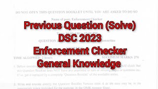 Solve answer key for Enforcement Checker  Meghalaya DSC  General Knowledge 2023 [upl. by Sylado]