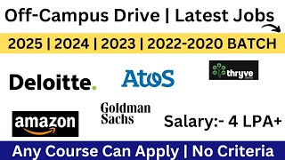 Latest OffCampus Drive  Deloitte ATOS Amazon Hiring 2025  2024  2023  20222018 BATCH [upl. by Avlis]