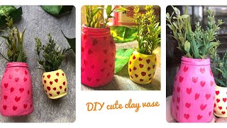 Making air dry clay vases  anyone can make this  Home decorating ideas [upl. by Sigmund]