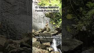 El Yunque Puerto Rico Climbing the rocks at the waterfall [upl. by Ydurt]