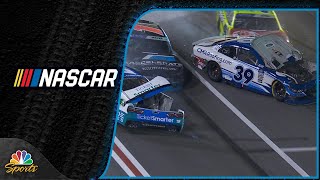 Riley Herbst sets off chainreaction NASCAR Xfinity Series wreck at Atlanta  Motorsports on NBC [upl. by Ecar]