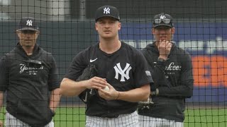 Clarke Schmidts live bullpen session at Yankees spring training [upl. by Megan]