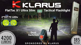 Klarus FlatTac X1  Ultra Slim Tactical Flashlight Review amp Beamshots Comparison with Nitecore EDC27 [upl. by Tenom]