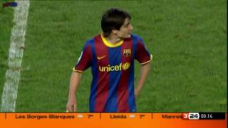 Betis 31 FCBarcelona  Messi Molina Arzu  Vuelta Cuartos Copa Rei 1912011 Highlights CAT [upl. by Lyrac]