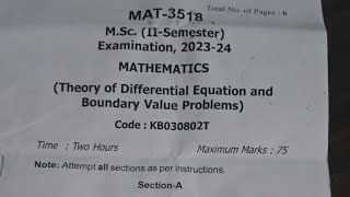 Theory of differential equations and boundary value problem question paper  2024 [upl. by Esinek]