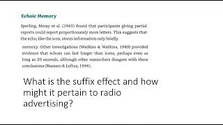 PSYC 3360 Chapter 5 part 3 Iconic Echoic Sensory Memory [upl. by Dabney]