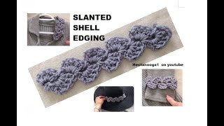 SLANTED SHELL crochet EDGING BordersTrims and Embellishments Video 2158 [upl. by Nahtaneoj]