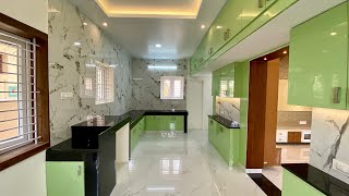 💚💚Pista Green Modular Kitchen Design with Dining Space  Glossy Finish LaminateKitchen Interior [upl. by Abita]