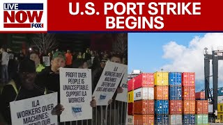 Dockworkers launch strike at US ports could cost billions  LiveNOW from FOX [upl. by Ardnaik]