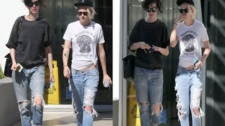 Kristen Stewart and Girlfriend St Vincent Wear Matching Ripped Jeans [upl. by Ainola]