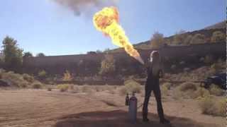 Homemade Flamethrower Demonstration How To Build a Flamethrower [upl. by Kinny]