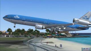 MD11 vs B747 at Princess Juliana Airport TNCM FSX [upl. by Charlie]