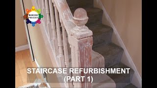 Staircase Refurbishment Part 1  How to strip a painted staircase back to its original wood finish [upl. by Gisella67]