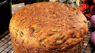 Vollkornbrot mit Honig und Sonnenblumenkernen ganz ohne Kneten Brot in einer Schüssel [upl. by Idel]