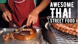 STREET FOOD in Thailand My dinner today  Thai North Eastern Sausage Thailand Chiang Mai [upl. by Brawner]