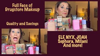 Full Face of Drugstore Makeup NYX ELF and more HD 1080p [upl. by Kahler]