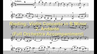 Full Orchestra Accompaniment Oscar Rieding Violin Concerto in B Minor Op 35  2 Andante [upl. by Altis668]