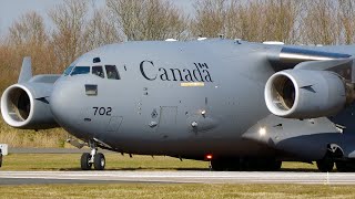 4K Amazing Canadian Air Force C17 Takeoff Leeuwarden AB [upl. by Anatola]