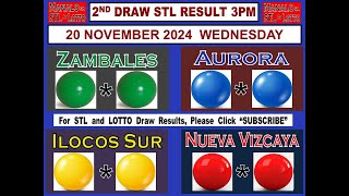 STL 2ND Draw 3PM Result Zambales Aurora Ilocos Sur Nueva Vizcaya 20 November 2024 WEDNESDAY [upl. by Bazluke]