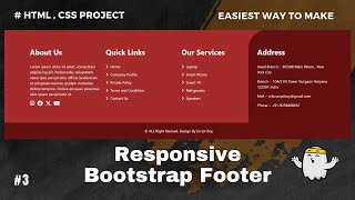 Complete Bootstrap Responsive Footer Tutorial  Bootstrap Tutorial  Footer 3 [upl. by Eimareg839]