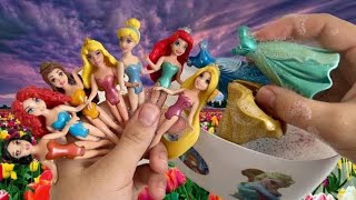 Satisfying Video I How to make Glossy Lolipops in to Rainbow Pool with Disney Princess Cutting ASMR [upl. by Merilyn999]