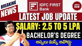 IDFC First Bank Jobs 2024  IDFC First Bank recruitment  Private bank jobs  Latest Jobs in Telugu [upl. by Dodd]