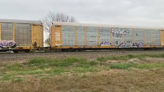 NB BNSF auto rack train in Krum Tx 11224 [upl. by Eneg]