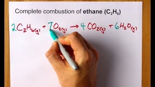 Complete Combustion of Ethane C2H6 Balanced Equation [upl. by Yhtorod]