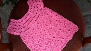 VESTIDO BEBE a CROCHET GANCHILLO PUNTO ABANICOS tutorial paso a paso [upl. by Elinad408]