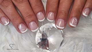 Gel french manicure on natural nails tutorial for beginners Painting smile lines real time gel [upl. by Ardnoel687]