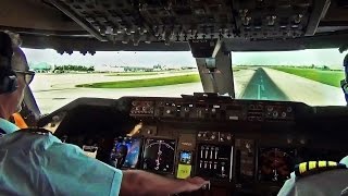 Boeing 747 Cockpit View  TakeOff from Miami Intl MIA [upl. by Ecinue]