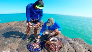 PESCAR Y COCINAR  capturas de cangrejos de Mar  Trampa cangrejos [upl. by Kruse]