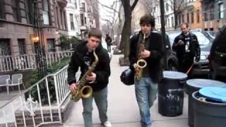 Dueling Saxophones perfect NYC street music [upl. by Ymled]