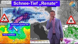 SchneeTief quotRenatequot im Südwesten Milderung am Wochenende Wettervorhersage 2127112024 Glätte [upl. by Boelter]