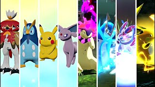 Pokémon Legends Arceus  All Starters Evolutions amp Signature Moves HQ [upl. by Petunia]