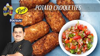 Potato croquettes  Easy starter  Evening time snacks  Chef Venkatesh Bhat  lunch box snack [upl. by Eiramyllek]