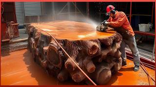 Man Transforms Massive Tree Log into Amazing Table  by WoodworkingCraftsman [upl. by Letniuq997]