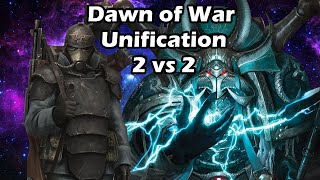 Dawn of War Unification 2 vs 2 Death Korps of Krieg Imperial Guard vs Thousand Sons and Tau Empire [upl. by Yaned]