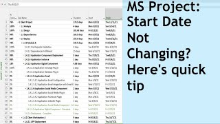 MS Project Reason why Start Date doesnt change on updating predecessor duration [upl. by Yatnohs]