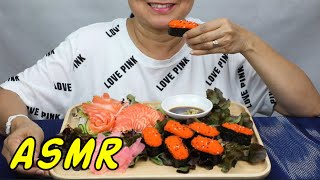 ASMR • Norwegian Salmon Sashimi amp Masago Sushi • Eating Sounds • Light Whispers • Nana Eats [upl. by Phillane416]