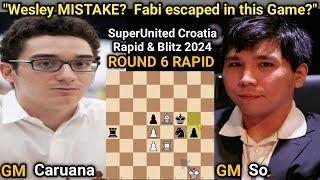 Fabiano Caruana VS Wesley So  SuperUnited Croatia Rapid amp Blitz 2024 GCT  Round 6 [upl. by Ardith]