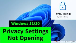 Unable to Open Privacy and Security Settings  Cant Turn on CameraLocationMicrophone  How to FIX [upl. by Calvina]