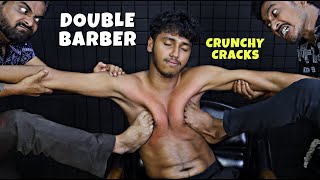 Deep Tissue Body Massage by Double Barber  Head Massage amp Neck Cracking  Spine Cracking  ASMR [upl. by Dow]