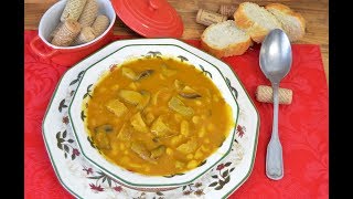 ALUBIAS CON BUTIFARRA Y SETAS  BEANS WITH SAUSAGE AND MUSHROOMS  CROCK POT [upl. by Remle]