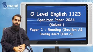 Specimen paper 2024 solved O Level English [upl. by Gatian]